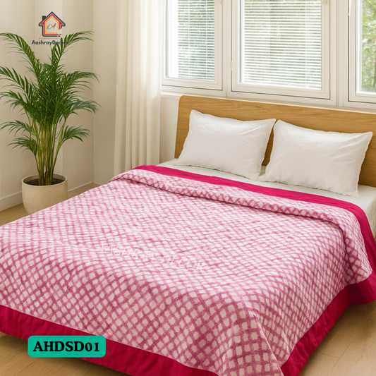 Cotton Reversible Double Bed Dohar – Floral Print | 100% Cotton AC Blanket for All Seasons |(Queen Size)