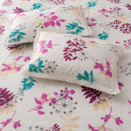 AD36 | Premium Floral Cotton Bedsheet with Muslin Dohar Set