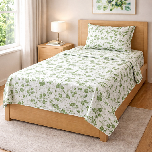 Single Bed Pure Cotton Bedsheet with Pillow Cover – Everyday Comfort | AH1