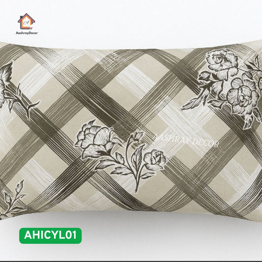 Premium 100% Cotton Bedsheet – Classic Monochrome Checks with Floral Accents | Super King Size 275x290 cm | AHICYL01