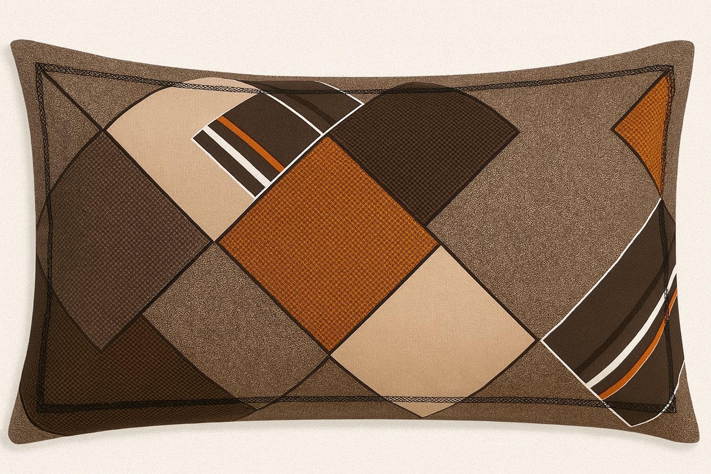 Geometric Argyle Cotton Bedsheet Set – Double Bed (90×108 inches) | 2 Pillow Covers | AHST21