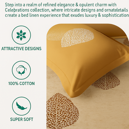 Sukhshala Super King Bedsheet Set | 210 TC Cotton| 2 Pillow Covers | AHED10