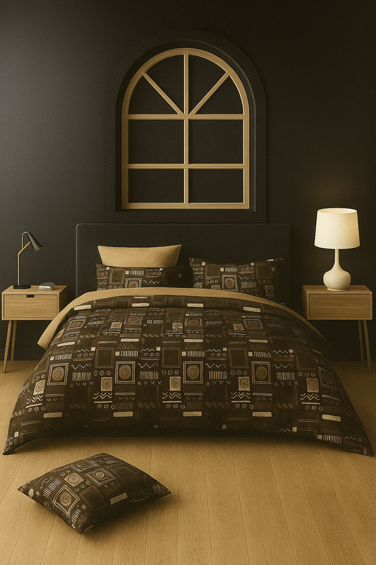 TANVAS Super King Bedsheet Set 108 x 120 cm| 210 TC Cotton|2 Pillow Covers | 100% COTTON | UNBLEACHED | UNIQUE DESIGNS | AHPO9
