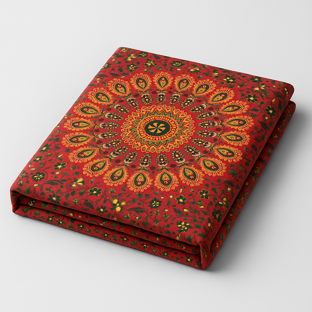 Jaipuri Mandala Printed Cotton Bedsheet Set – Double Bed (100×108 inches) | 2 Pillow Covers | JAIMAN02