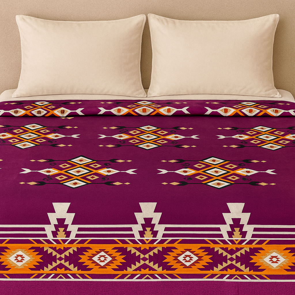 Nivriti Collection | Violet Ethnic Geo (Queen Size 90×108) | AHST17