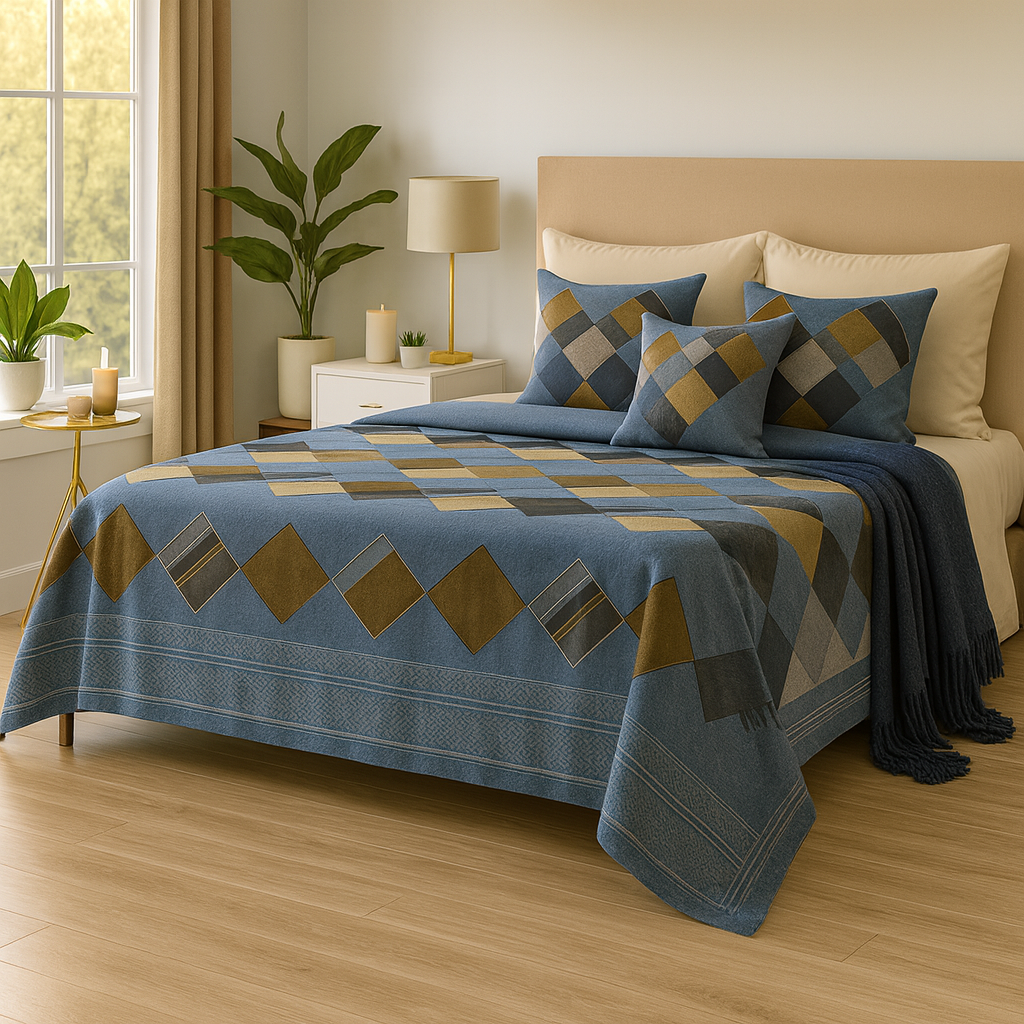 Nivriti Collection | Pure Cotton Queen Bedsheet (Grey Blue – 90×108 inches) | AHST19