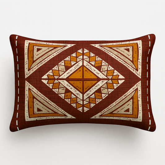Aashray Decor 100% Cotton Double Bed Bedsheet with 2 Pillow Covers | King Size (275 x 275 cm) | Ethnic Geometric Block Print in Brown & Mustard | Soft, Durable & Breathable Fabric