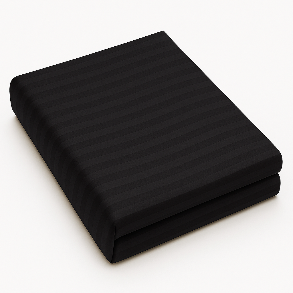 Black Striped 100% Cotton King Bedsheet Set | 300 TC | GGP06