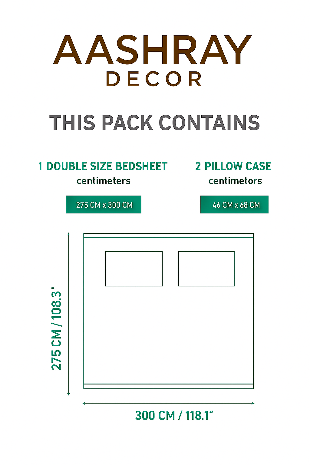 TANVAS Super King Bedsheet Set | 210 TC Cotton|2 Pillow Covers | 100% COTTON | UNBLEACHED | UNIQUE DESIGNS | AHPO1