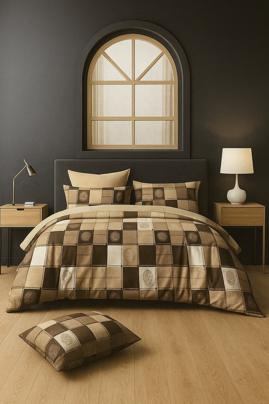 TANVAS Super King Bedsheet Set 108 x 120 cm| 210 TC Cotton|2 Pillow Covers | 100% COTTON | UNBLEACHED | UNIQUE DESIGNS | AHPO8