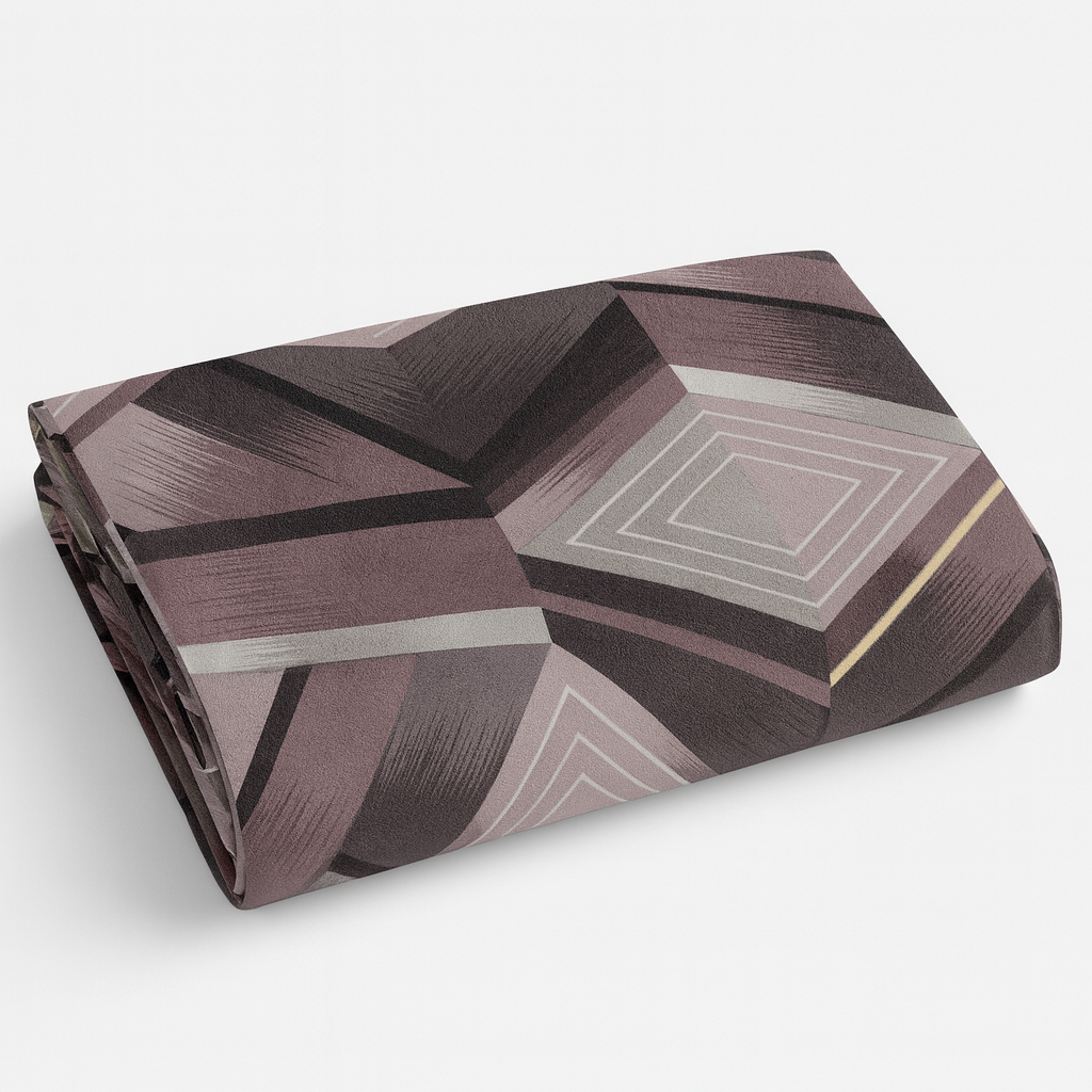 Aashray Decor 100% Cotton Double Bed Bedsheet with 2 Pillow Covers | King Size (275 x 275 cm) | Modern Diamond Geometric Print in Mauve & Beige | Soft, Breathable & Durable Fabric