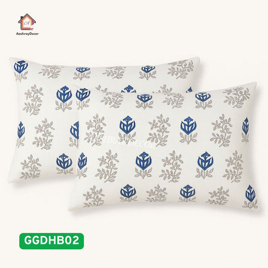 Blue and White Duck Cotton Hand Block Double Bedcover Set – King Size (275 x 275 cm)