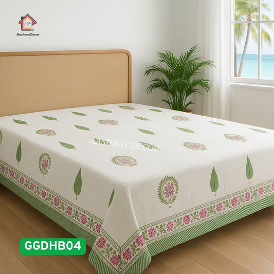 White and Pink Heavy Cotton King Bedcover Set – Duck Fabric | 275 x 275 cm | Linen Canvas Weave