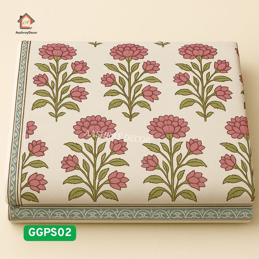 Parcel Screen Hand Block Printed Bedsheet | 100% Cotton | 275 x 275 cm