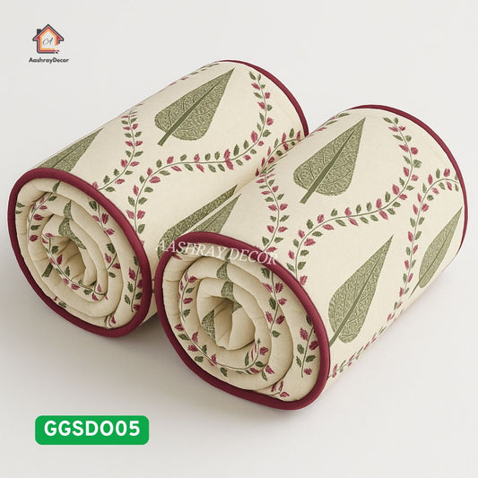 2-Piece Reversible Cotton Dohar Set | 300 GSM | Green Leaf Print | AC Blanket