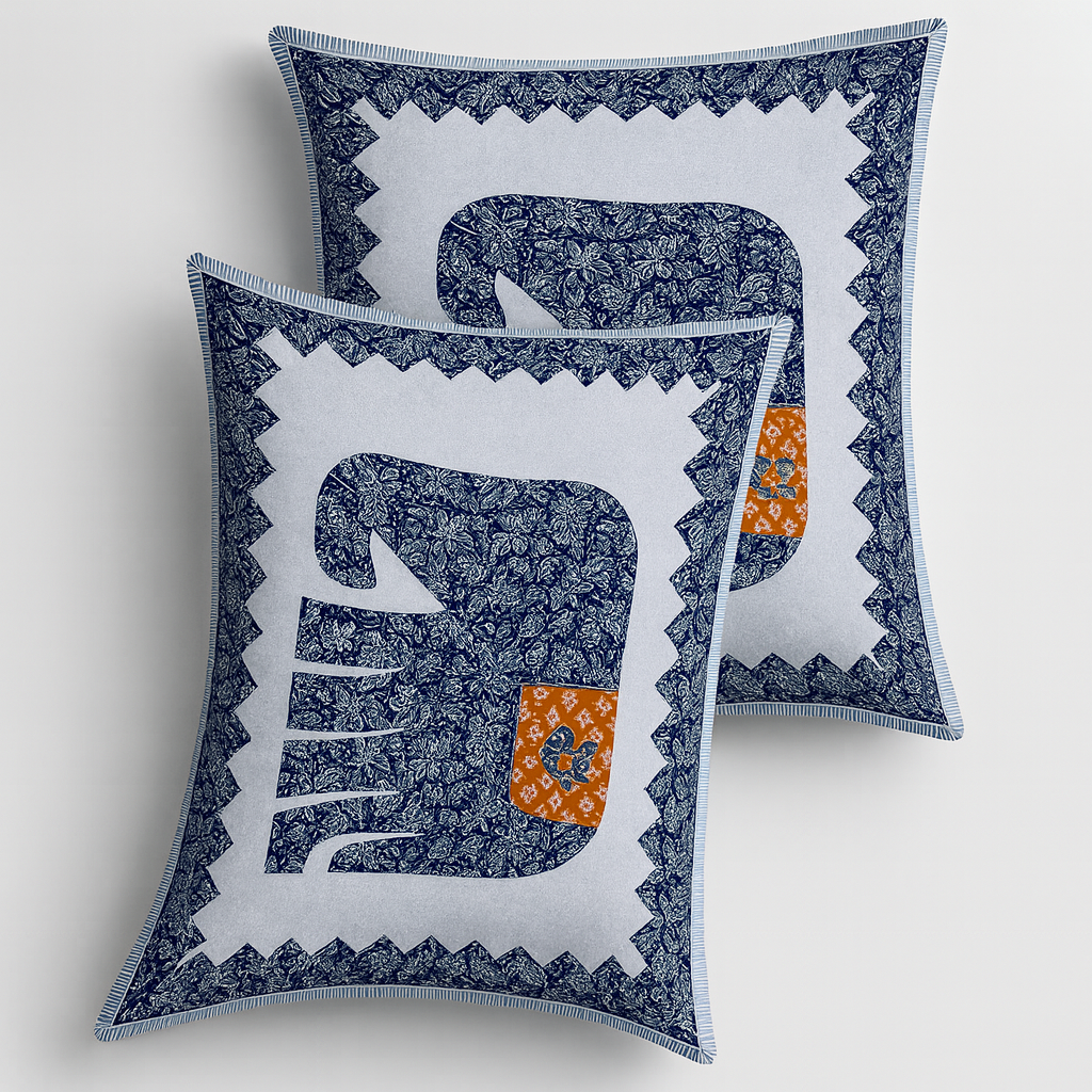 Sanganeri Hand Block Print Double Bedsheet (90×100 inches) – Premium Cotton (Blue Color) | JAIB01
