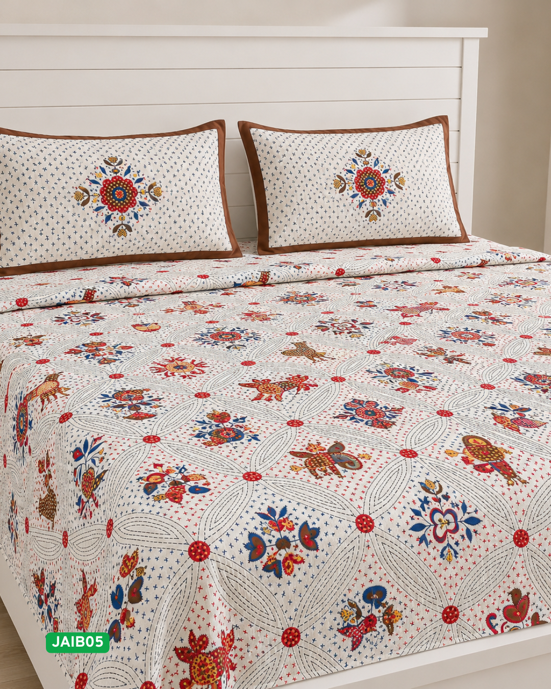Cotton Bedsheet – Double Bed (90×100 inches) | 2 Pillow Covers | COD Available| JAIB05