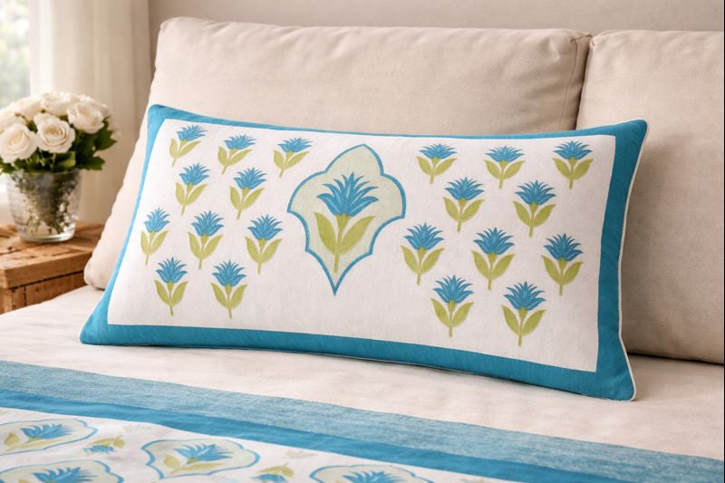 Aashray Decor King Size Pure Cotton Jaipuri Print Bedsheet Set – Bright Floral Design with Zipper Pillow Covers (JP16)