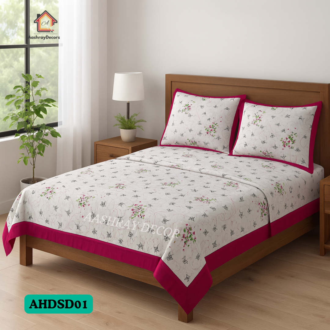 Cotton Reversible Double Bed Dohar – Floral Print | 100% Cotton AC Blanket for All Seasons |(Queen Size)
