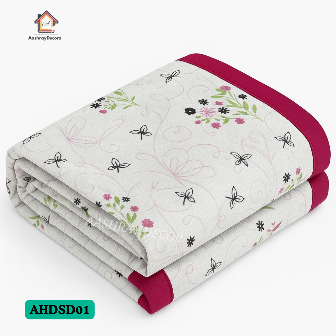 Cotton Reversible Double Bed Dohar – Floral Print | 100% Cotton AC Blanket for All Seasons |(Queen Size)