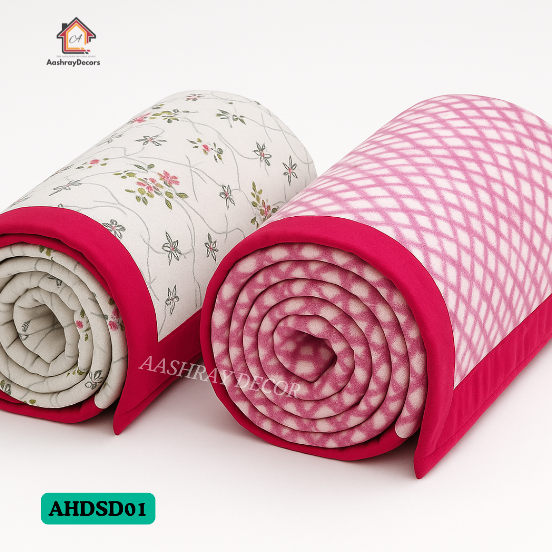 Cotton Reversible Double Bed Dohar – Floral Print | 100% Cotton AC Blanket for All Seasons |(Queen Size)