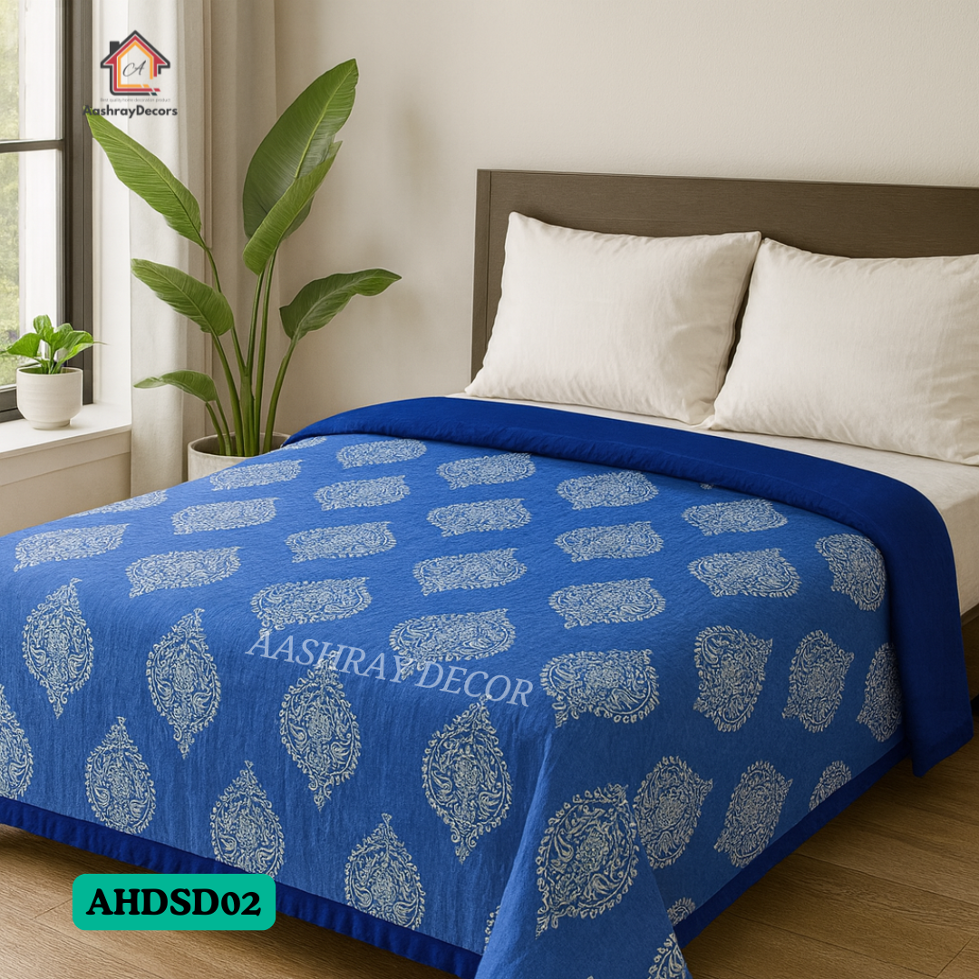 Cotton Reversible Double Bed Dohar – 100% Cotton Floral AC Blanket for All Seasons | Queen Size 90x100 inch