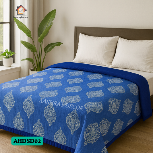 Cotton Reversible Double Bed Dohar – 100% Cotton Floral AC Blanket for All Seasons | Queen Size 90x100 inch