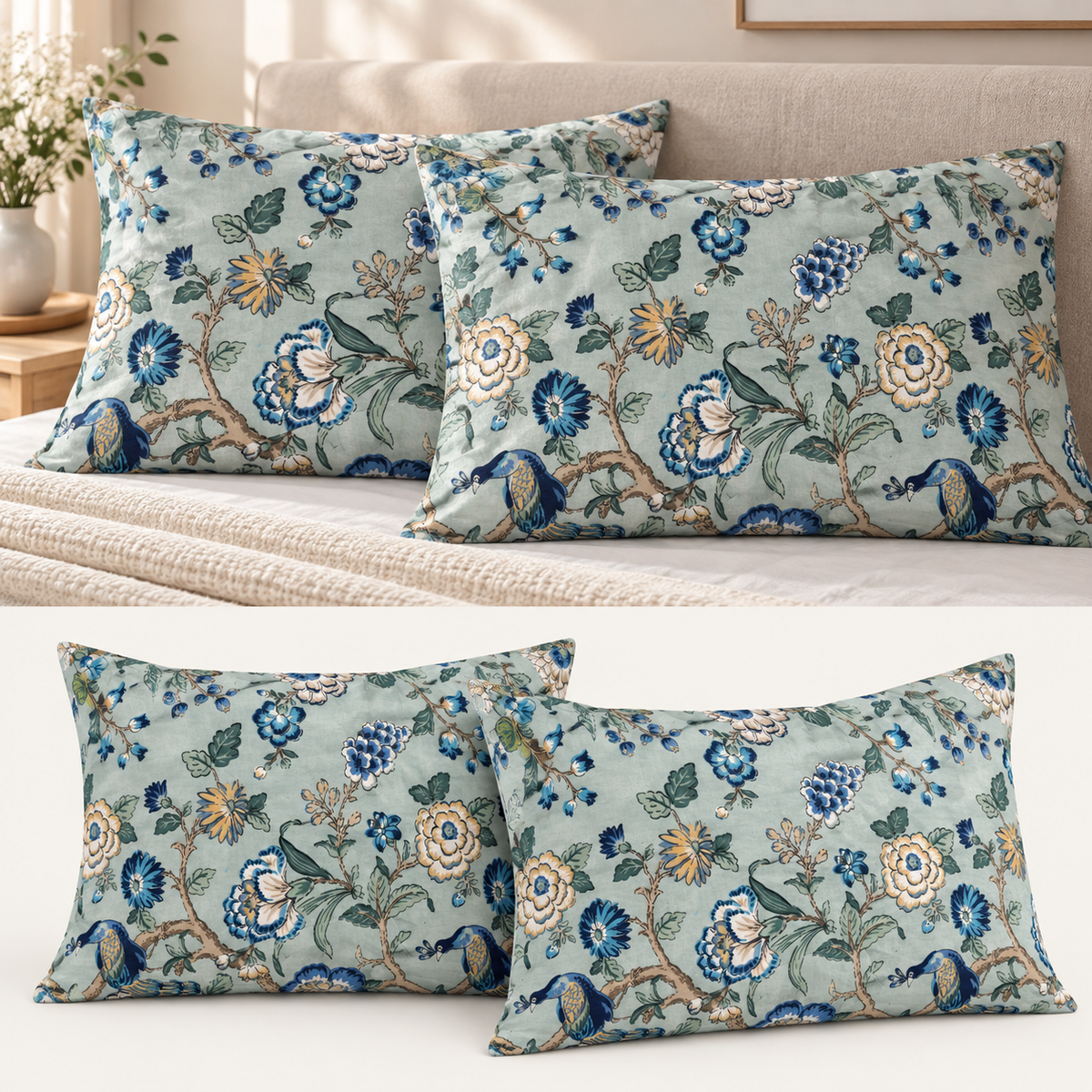 Peacock Garden Premium Fitted Bedsheet – AD107