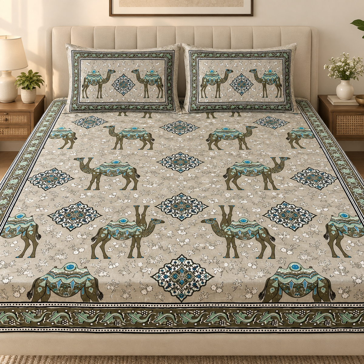 Desert Caravan Premium Fitted Bedsheet – AD108