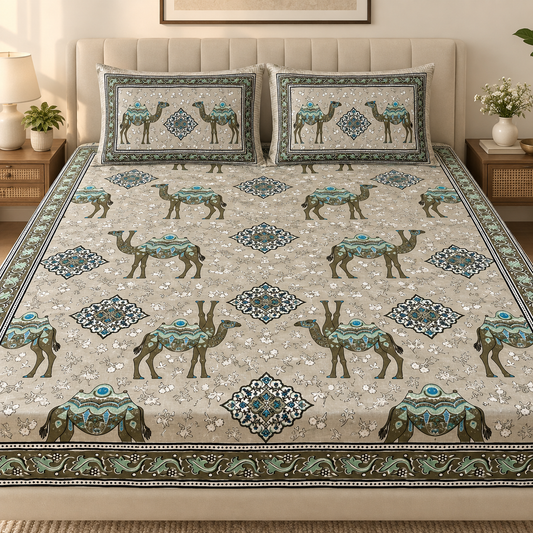 Desert Caravan Premium Fitted Bedsheet – AD108