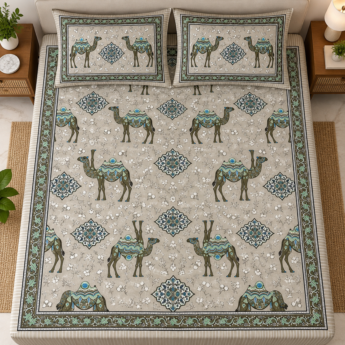 Desert Caravan Premium Fitted Bedsheet – AD108