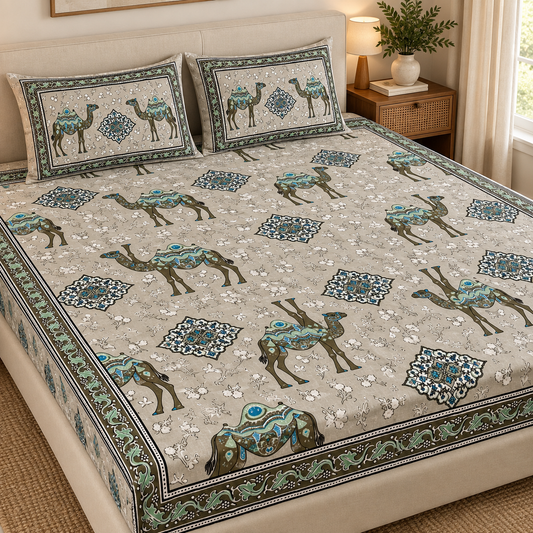 Desert Caravan Premium Fitted Bedsheet – AD108