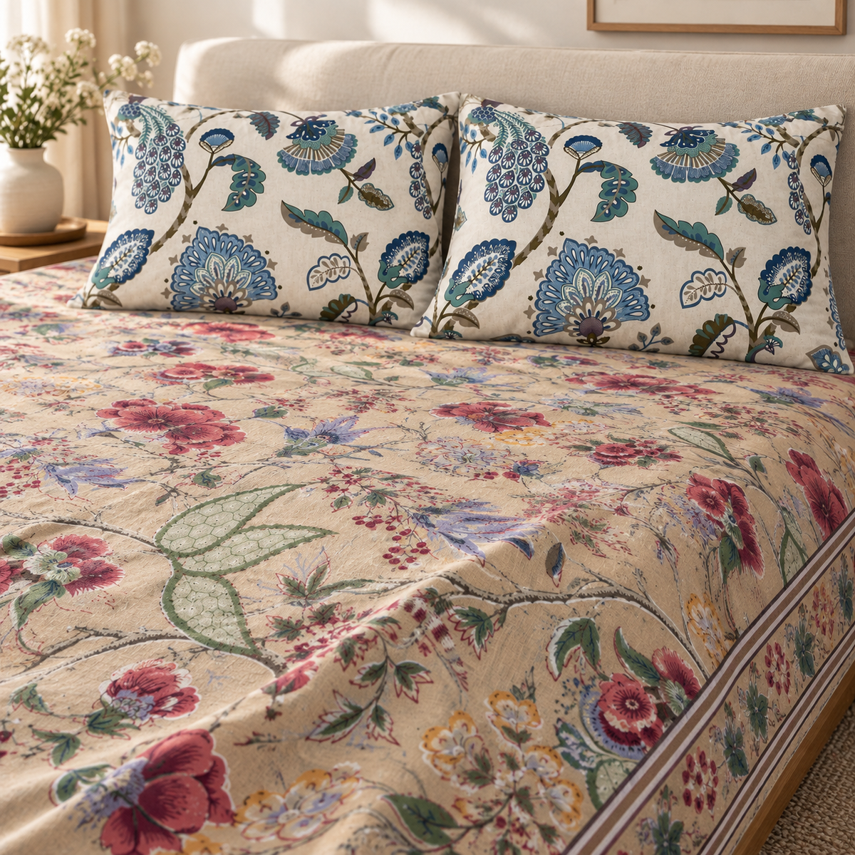 Vintage Garden Premium Fitted Bedsheet – AD109