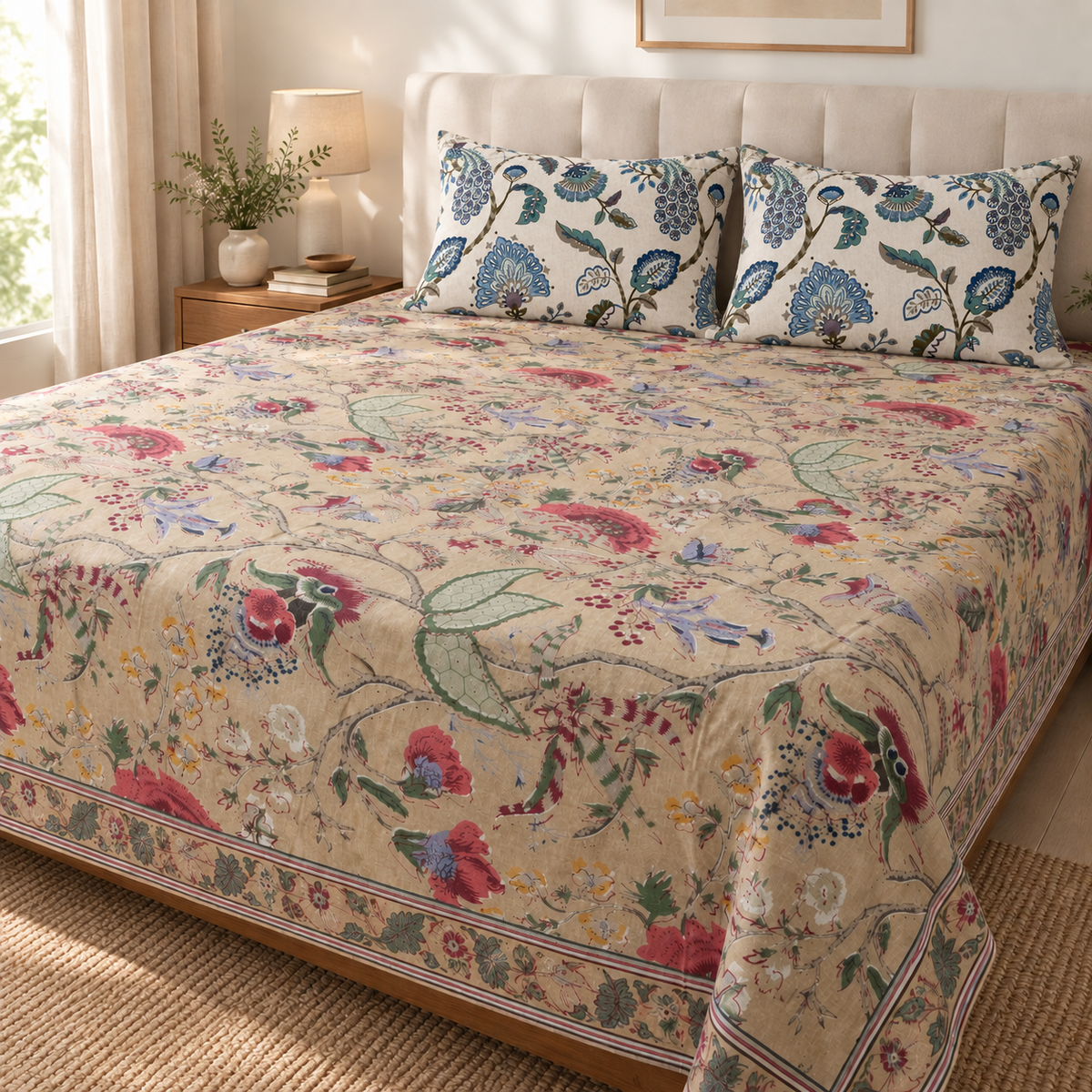 Vintage Garden Premium Fitted Bedsheet – AD109