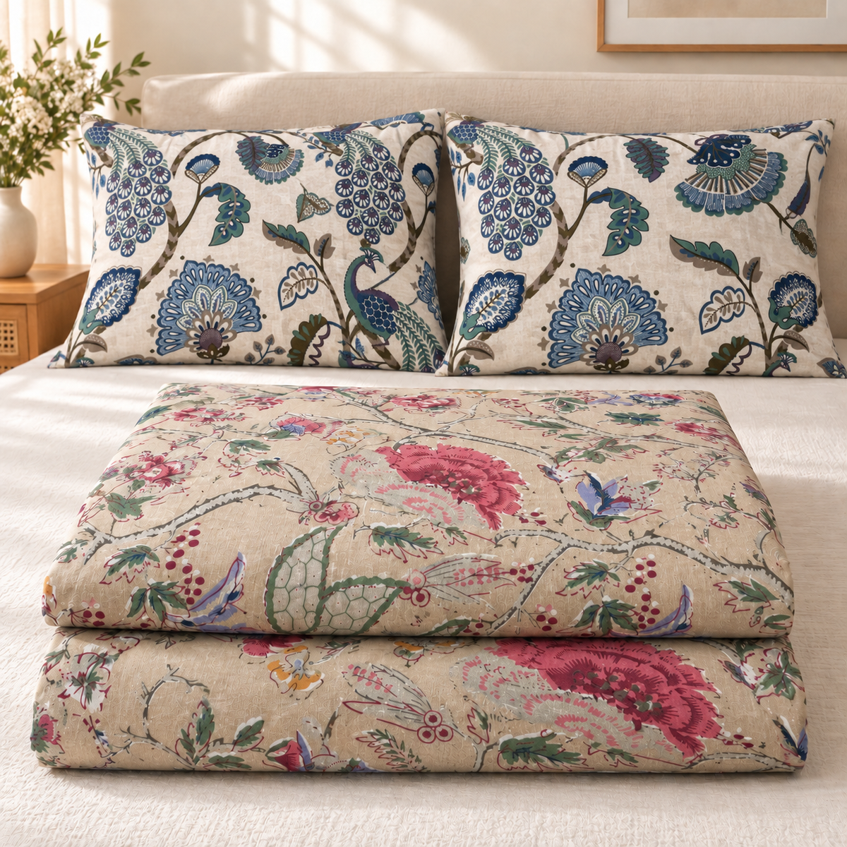 Vintage Garden Premium Fitted Bedsheet – AD109
