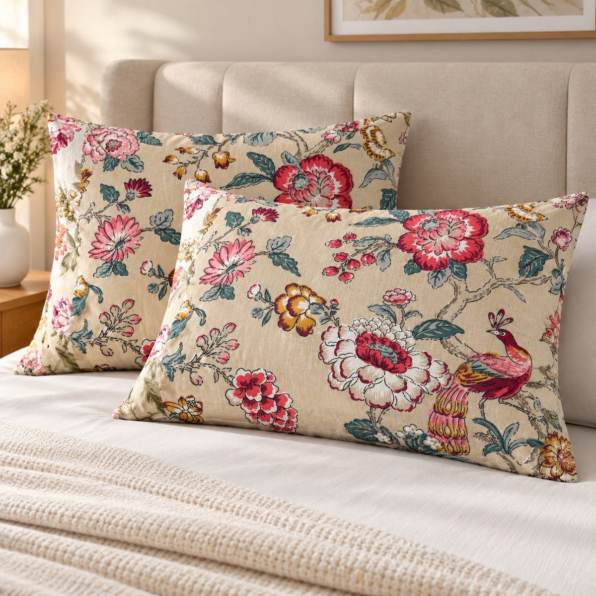 Peacock Garden Premium Fitted Bedsheet – AD110