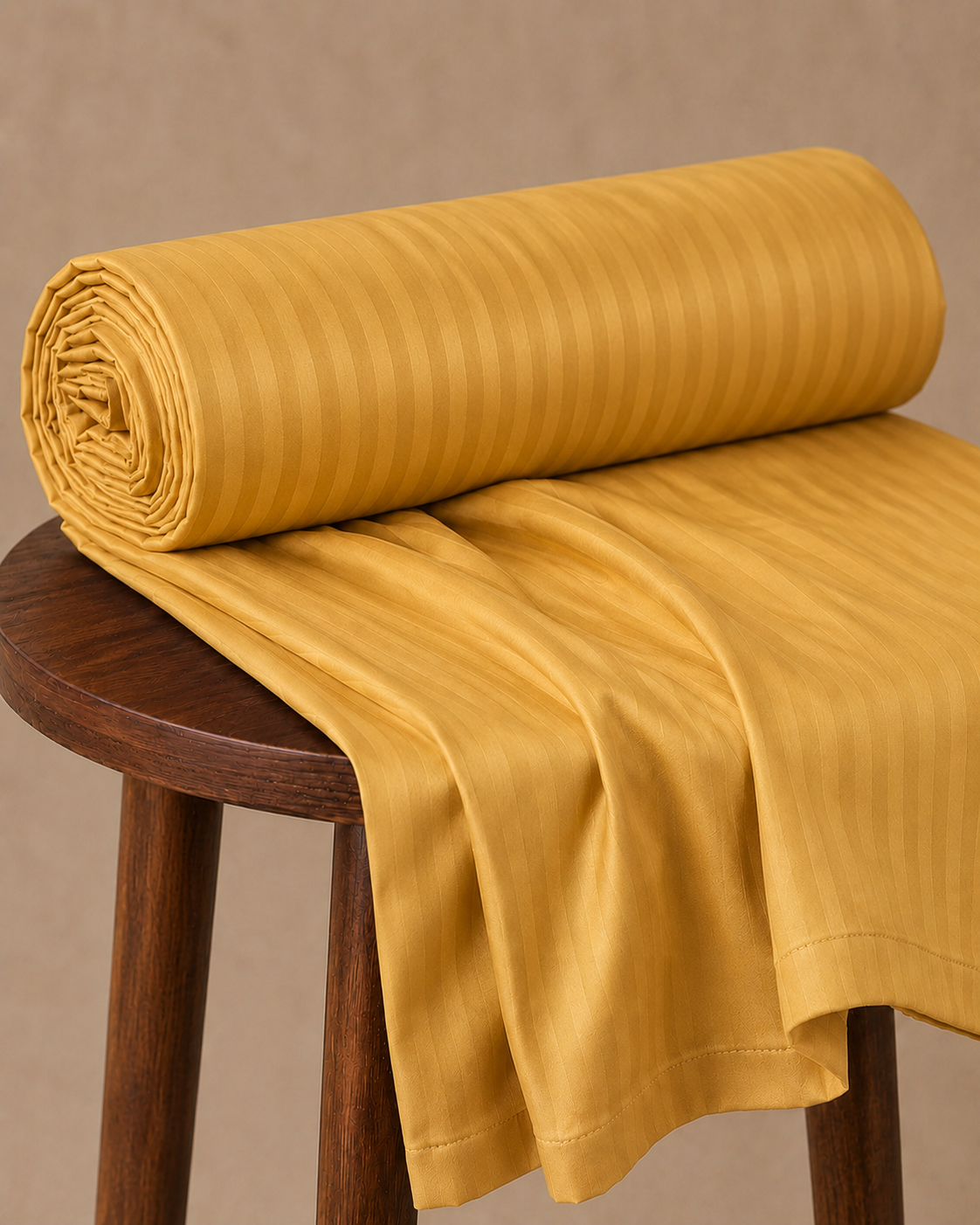AD11 - Mustard Striped 100% Cotton King Bedsheet Set | 300 TC |