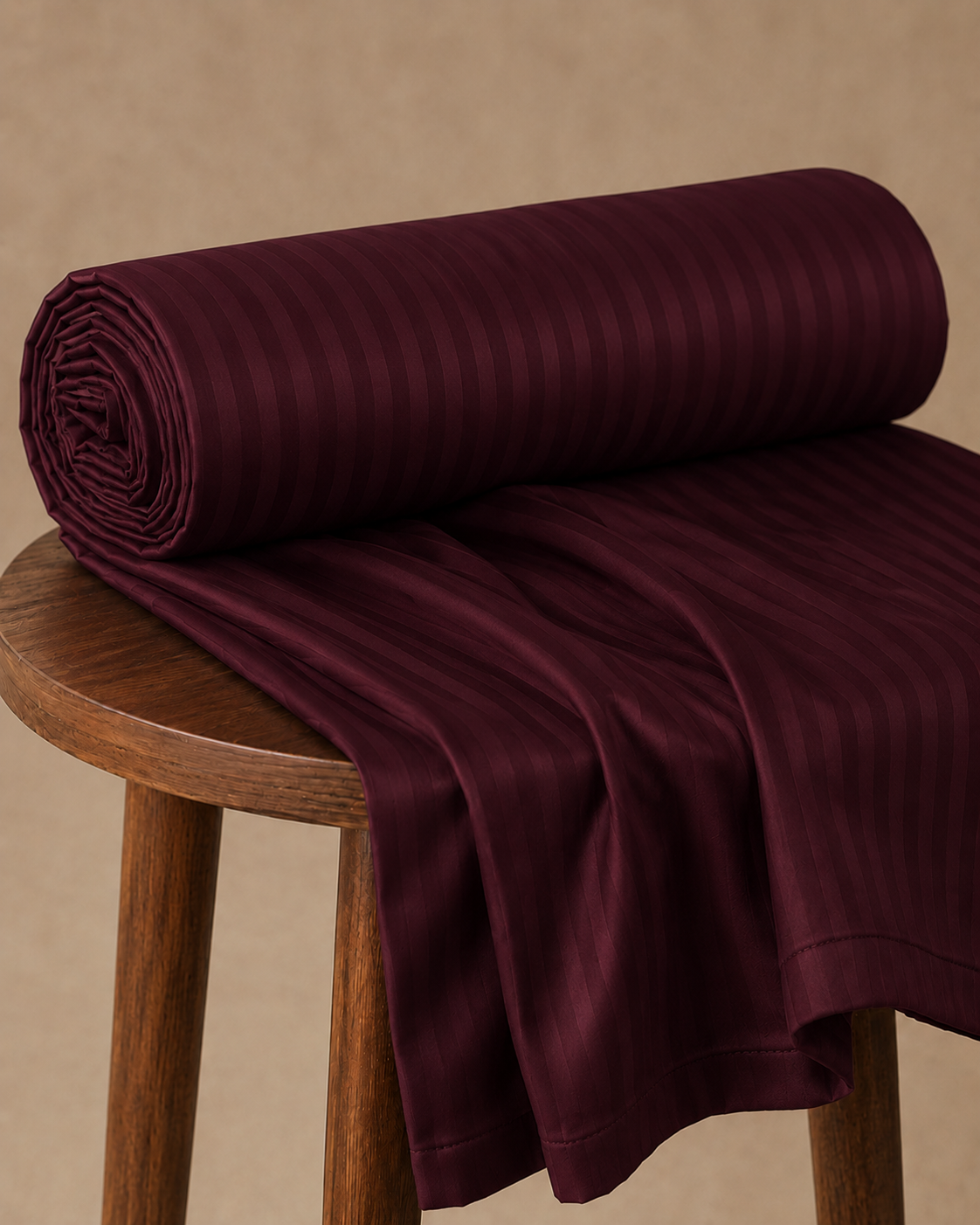 AD13 | Burgundy Striped 100% Cotton 300TC King Bedsheet with 2 Pillow Covers