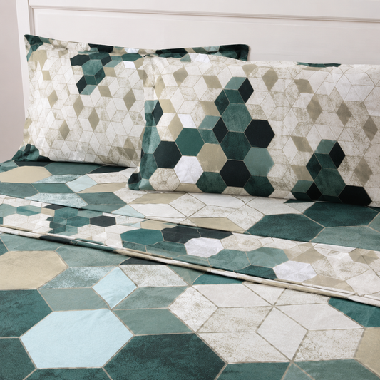 Super King Bedsheet Set | 210 TC Cotton| 2 Pillow Covers | AD14