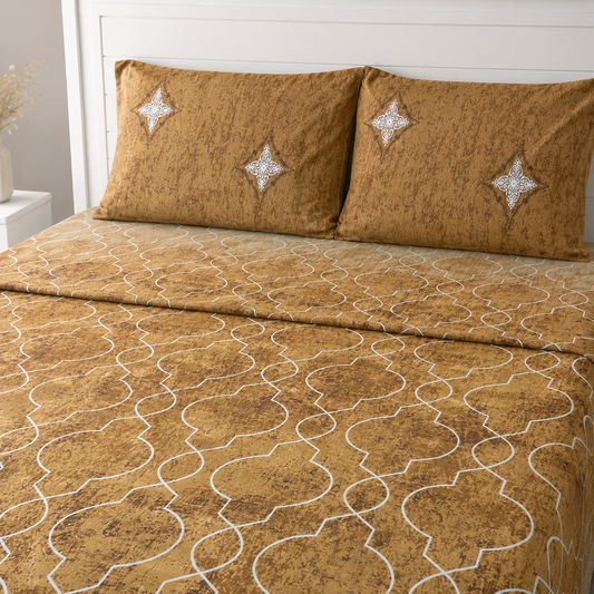 Super King Bedsheet Set | 210 TC Cotton| 2 Pillow Covers | AD15