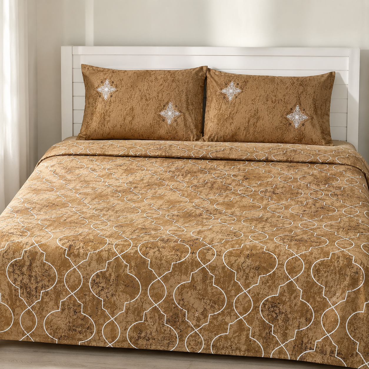 Super King Bedsheet Set | 210 TC Cotton| 2 Pillow Covers | AD15