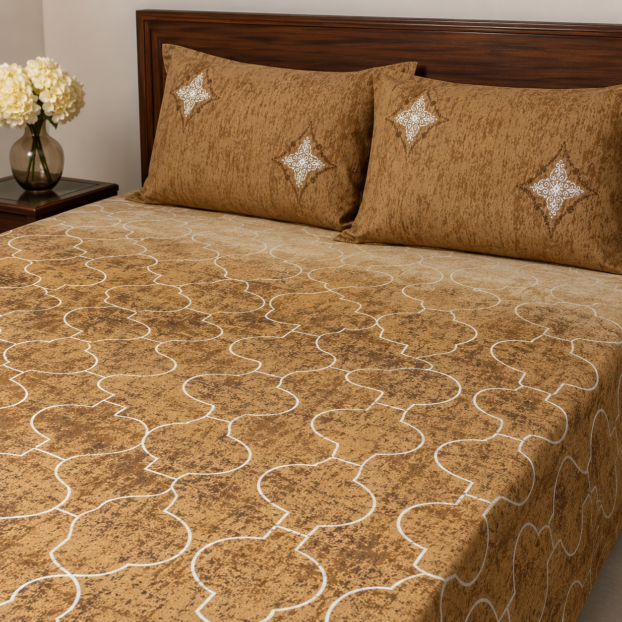 Super King Bedsheet Set | 210 TC Cotton| 2 Pillow Covers | AD15