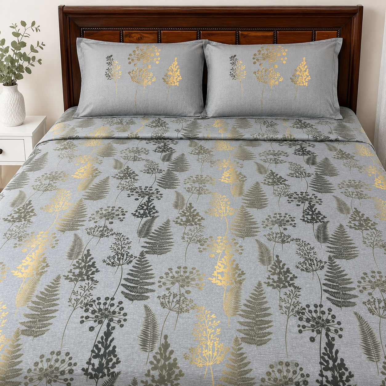 Super King Bedsheet Set | 210 TC Cotton| 2 Pillow Covers | AD16