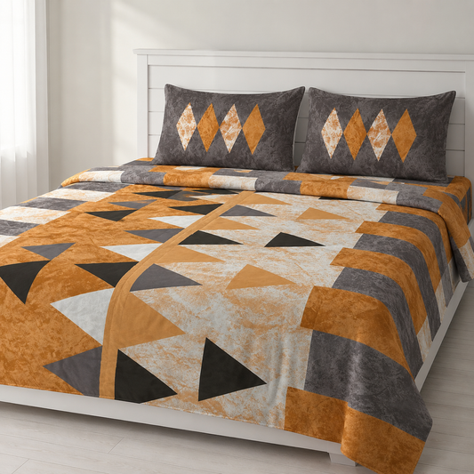 Super King Bedsheet Set | 210 TC Cotton| 2 Pillow Covers | AD17