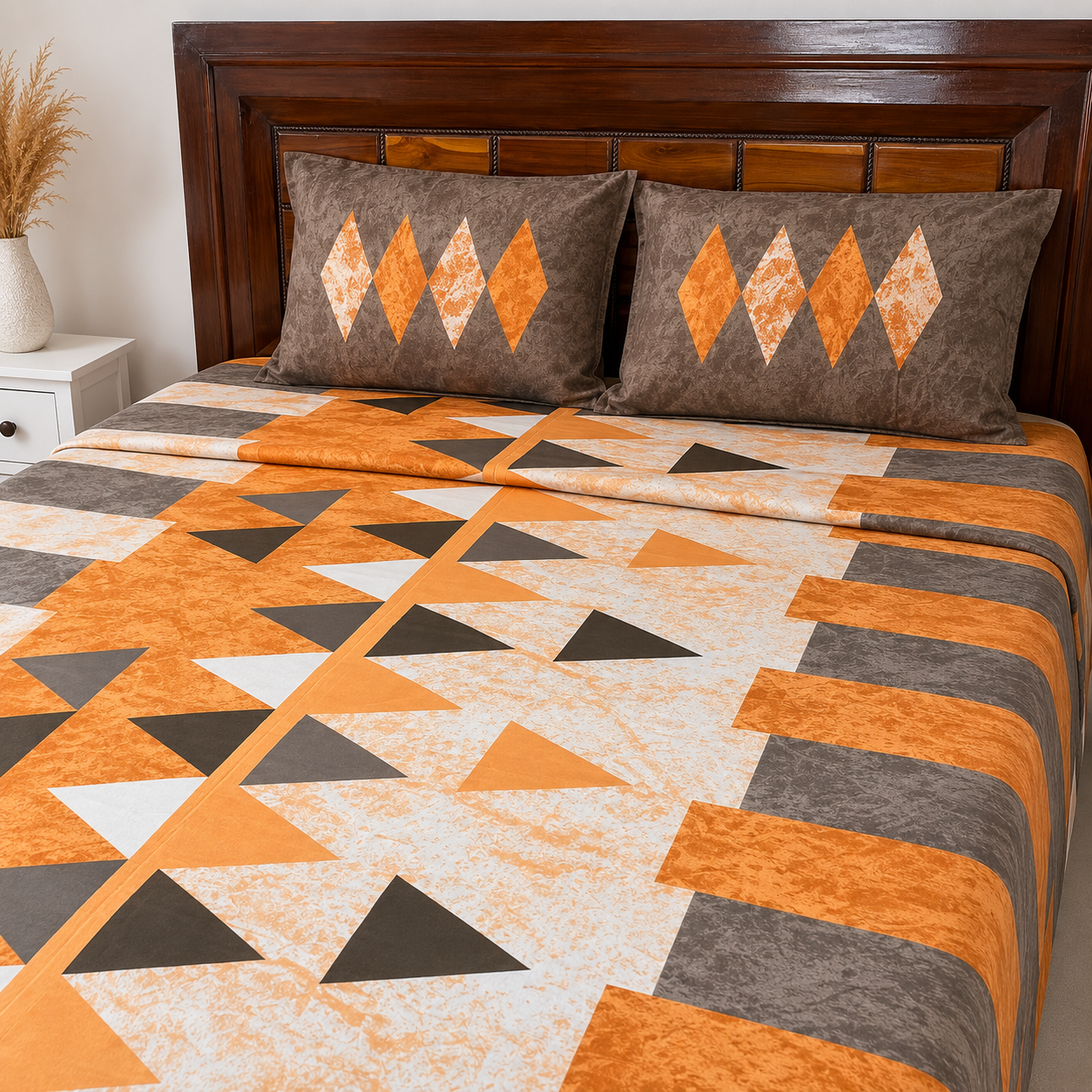 Super King Bedsheet Set | 210 TC Cotton| 2 Pillow Covers | AD17