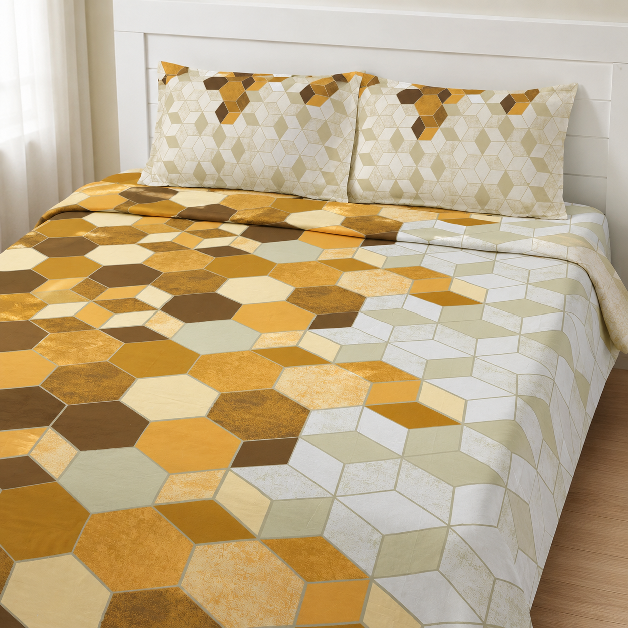 Super King Bedsheet Set | 210 TC Cotton| 2 Pillow Covers | AD18
