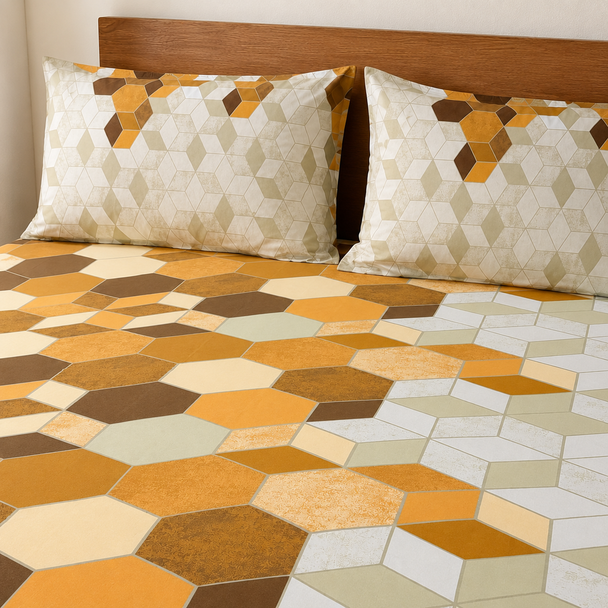 Super King Bedsheet Set | 210 TC Cotton| 2 Pillow Covers | AD18