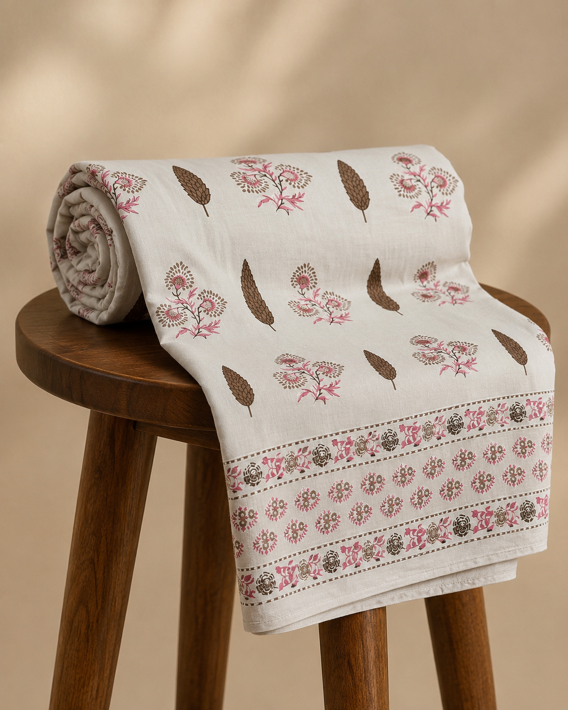 AD1- 100% Cotton Floral Bedsheet Set | King Size (108 x 108 in) | Soft & Breathable | With 2 Pillow Covers