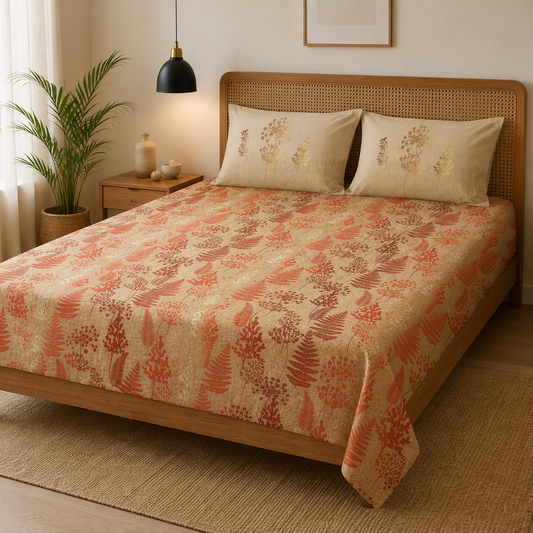 Super King Bedsheet Set | 210 TC Cotton| 2 Pillow Covers | AD20