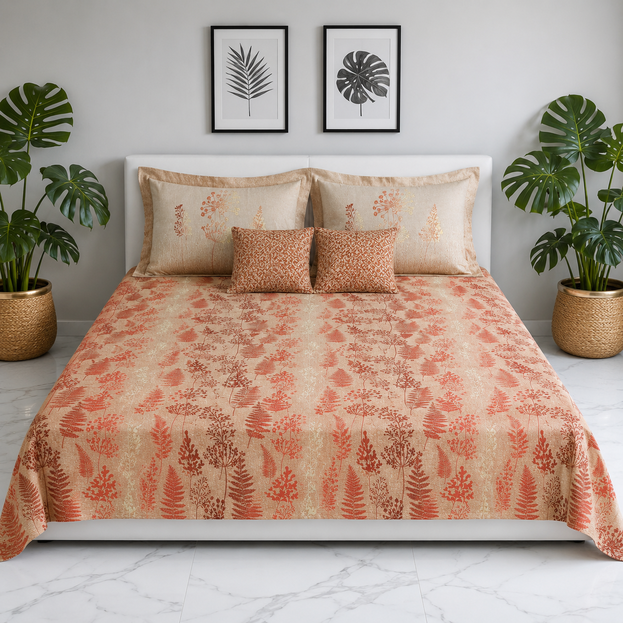 Super King Bedsheet Set | 210 TC Cotton| 2 Pillow Covers | AD20